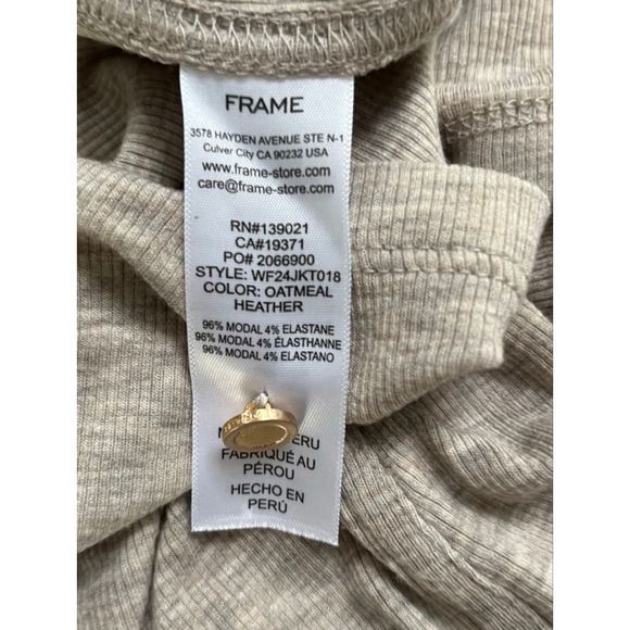 FRAME Long Sleeve Tee shirt Top Oatmeal color with Gold Buttons - Picture 4 of 4